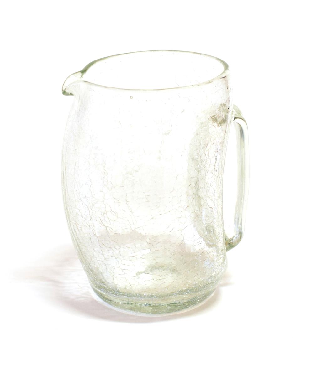 Lot 3548 - Attributed to Koloman Moser for Loetz: A Clear Crackle Glass Jug, of barrel form with integral...