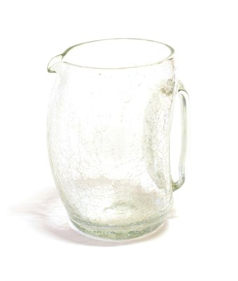 Lot 3548 - Attributed to Koloman Moser for Loetz: A Clear Crackle Glass Jug, of barrel form with integral...