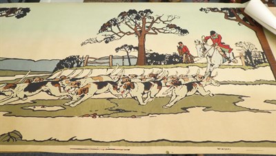 Lot 3552 - The Hunting Frieze Designed by H Watkins Wild, originally hand block printed in 1904,...