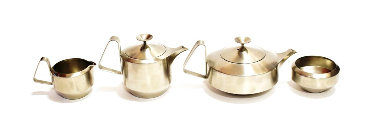 Lot 3573 - A Robert Welch (1929-2000) for Old Hall; An Alveston Stainless Steel Four Piece Tea Service,...