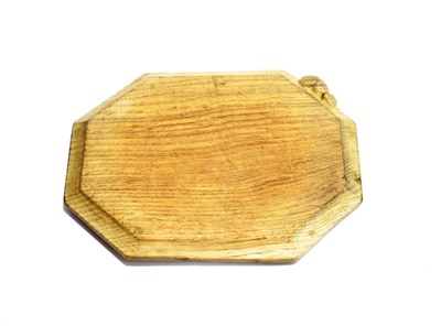 Lot 3582 - Mouseman: A Robert Thompson of Kilburn English Oak Bread Board, of standard form, with carved mouse
