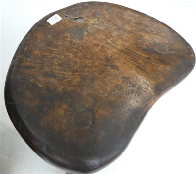 Lot 3586 - Mouseman: A Robert Thompson of Kilburn Burr Oak Cow Stool, the kidney shaped top on three octagonal