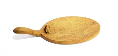Lot 3615 - Mouseman: A Robert Thompson of Kilburn English Oak Cheese Board, of standard form, with carved...