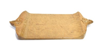 Lot 3633 - Gnomeman: A Thomas Whittaker of Littlebeck English Oak Rectangular Tray, with two caved gnome...