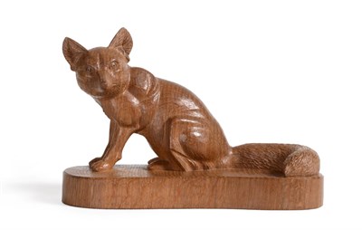 Lot 3636 - Woodpeckerman: A Stan Dodds (1928-2012) Carved English Oak Fox, in a seated pose, with recessed...