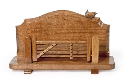 Lot 3640 - Wrenman: A Bob Hunter of Thirlby English Oak Letter Rack, made as a five-bar gate, with carved wren