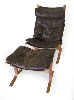 Lot 3663 - Ingmar Relling for Westnofa: A Beech Framed Bentwood Lounge Chair, covered in buttoned brown...