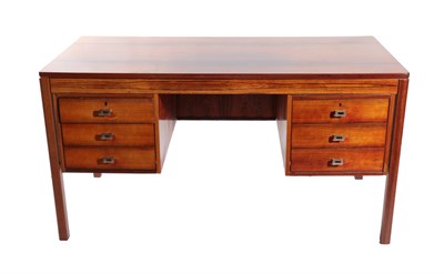 Lot 3678 - A 1970's Rosewood Desk, of rectangular form, one side fitted with three drawers, the other as a...