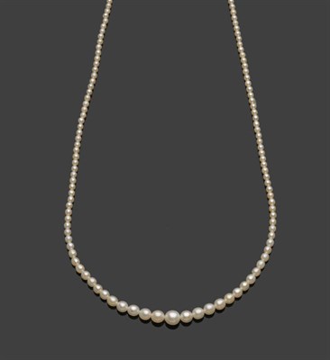 Lot 327 - A Seed Pearl Necklace, the one hundred and eighty-four pearls strung to an oblong diamond set...