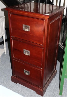 Lot 1021 - A Reproduction Hardwood Three Drawer Filing Cabinet, 54cm by 50cm by 112cm