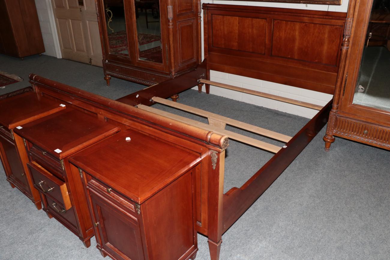 Lot 1036 - A Reproduction Regency Style Cherrywood Double Bed, takes a 5ft mattress