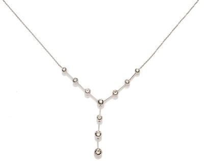 Lot 343 - A Diamond Necklace, the pendant in a 'Y' shape, with round brilliant cut diamonds in white...