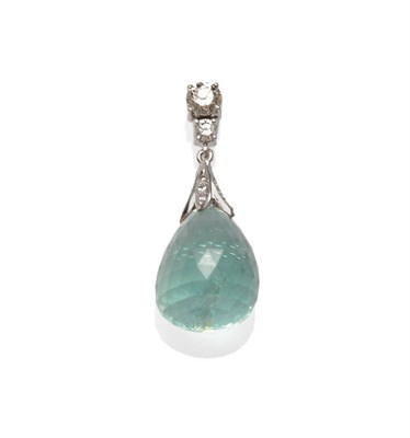 Lot 353 - An 18 Carat White Gold Aquamarine and Diamond Pendant, a pair of graduated round brilliant cut...