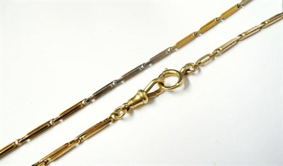 Lot 354 - A Two Colour Chain, of fancy links, a bolt ring at one end and a swivel catch at the other,...