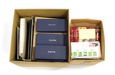 Lot 101 - Two Boxes Of GB Stamps with FDCs and some Prestige booklets. With a small box containing 16...