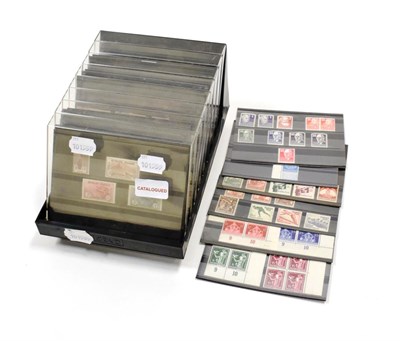 Lot 122 - Box Of Europe On Stock Cards - With 3rd Reich in mint blocks and sets, Luxembourg coal and...