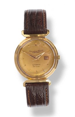 Lot 384 - An 18ct Gold Automatic Calendar Centre Seconds Wristwatch, signed International Watch Co,...