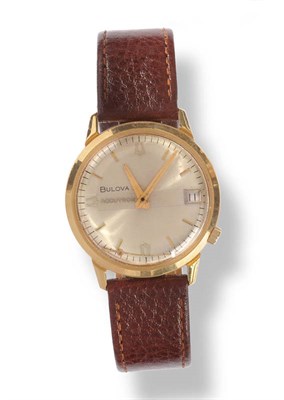 Lot 387 - An 18ct Gold Electronic Centre Seconds Wristwatch, signed Bulova Accutron, circa 1965, (calibre...