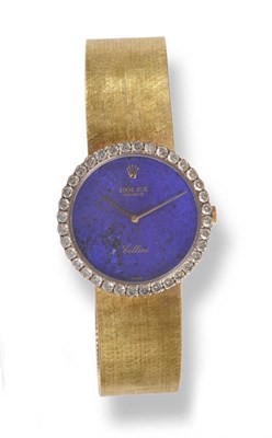 Lot 390 - An 18ct Gold Diamond Set Wristwatch, signed Rolex, Cellini, Ref: 4616, circa 1975, (calibre...