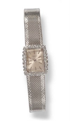 Lot 393 - A Lady's 18ct White Gold Diamond Set Wristwatch, signed International Watch Co, circa 1965,...