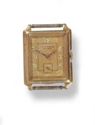 Lot 398 - A 14ct Gold Wristwatch, signed Movado, circa 1930, 15-jewel lever movement, gilt coloured dial with