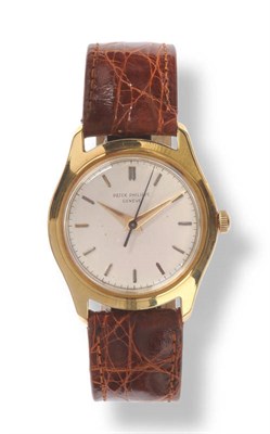 Lot 403 - A Rare 18ct Gold Centre Seconds Wristwatch, signed Patek Philippe, Geneve, Ref:2533, 1953, (calibre