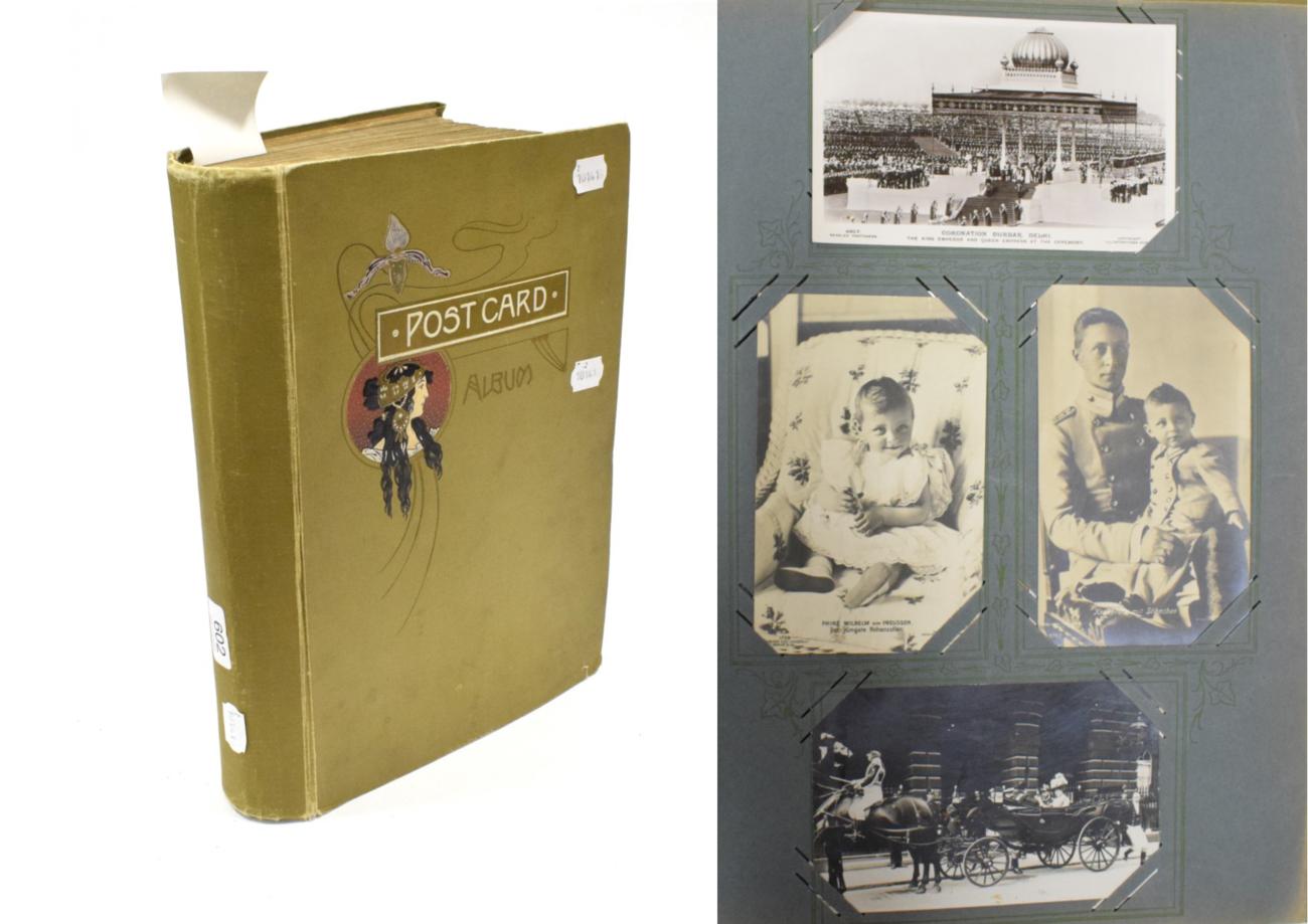 Lot 602 - Vintage Postcard Album - Large Format 1905 Album with a good variety of themes including...