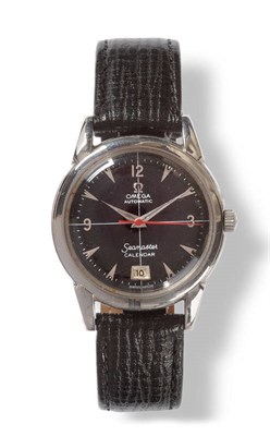 Lot 410 - A Stainless Steel Automatic Calendar Centre Seconds Wristwatch, signed Omega, Model: Seamaster,...