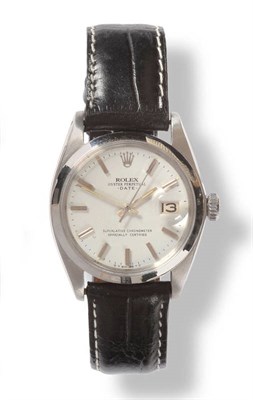 Lot 411 - A Stainless Steel Automatic Calendar Centre Seconds Wristwatch, signed Rolex, Oyster Perpetual,...