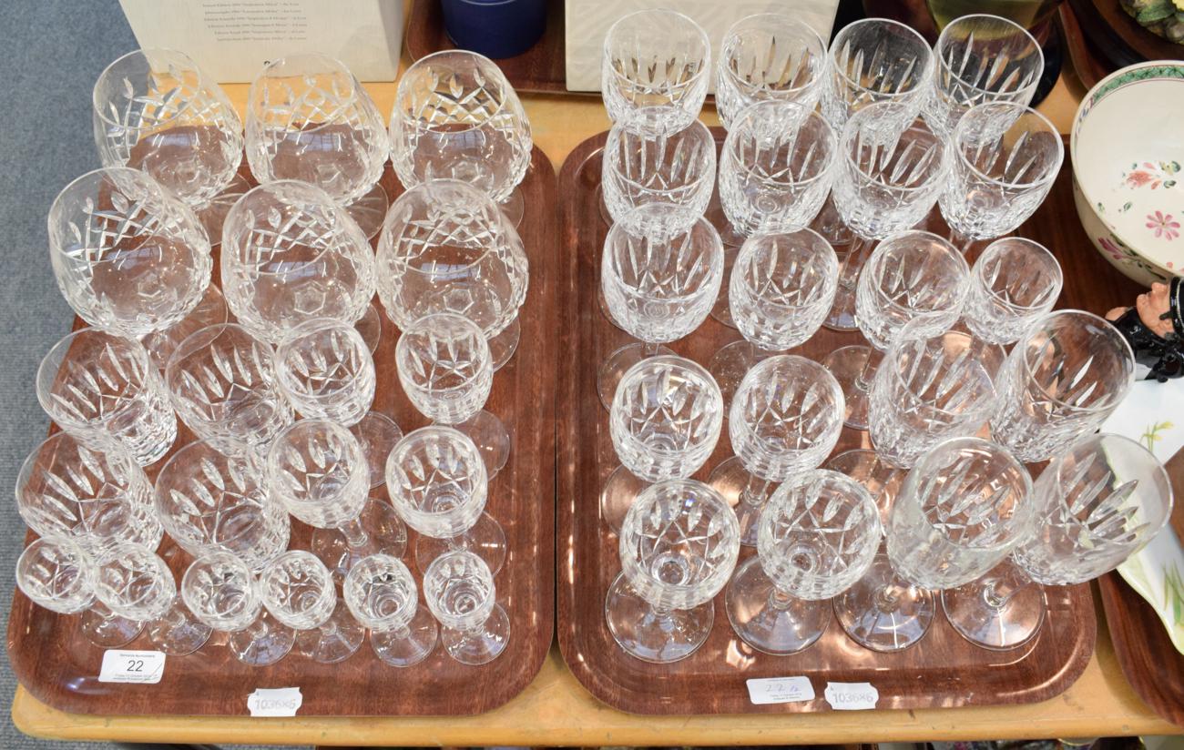 Lot 22 - Two trays of Waterford crystal glassware