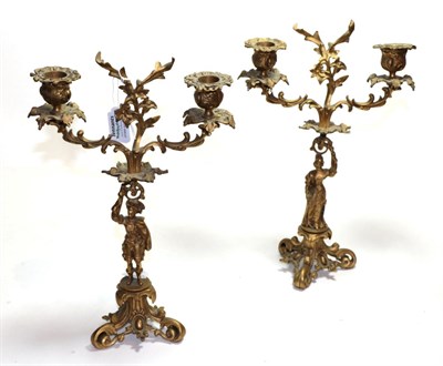 Lot 27 - ^ A pair of ormolu two branch candelabra