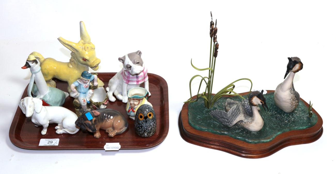 Lot 29 - ^ A collection of 20th century figurines including: Lladro 'SeeSaw', Royal Doulton 'Pearly...