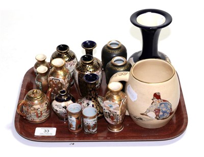 Lot 33 - Pair of Satsuma miniature vases, a similar pair of vases, three more pairs of vases, four...