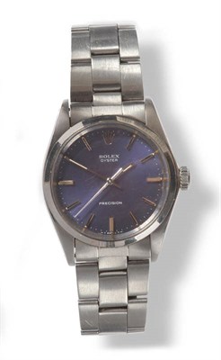 Lot 415 - A Stainless Steel Centre Seconds Wristwatch, signed Rolex, Oyster, Precision, Ref:6426, circa 1965