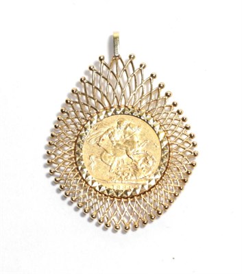 Lot 70 - An 1884 sovereign loose mounted in a 9 carat gold frame as a pendant
