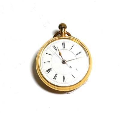 Lot 86 - An 18 carat gold cased open face keyless pocket watch