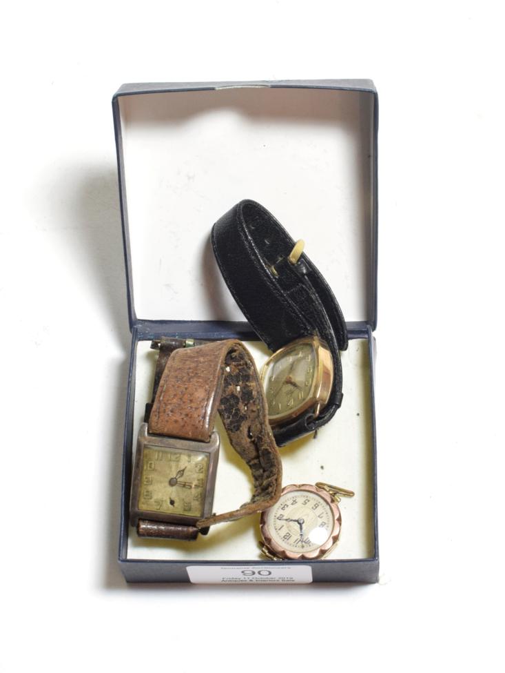 Lot 90 - A silver cased wristwatch; an Avia wristwatch; and another