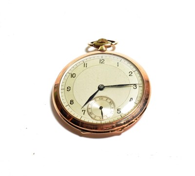 Lot 91 - A 9 carat gold Art Deco open faced pocket watch, case with London hallmark for 1937