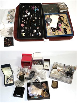 Lot 98 - A quantity of modern costume jewellery, together with cased buttons, three watches etc (two trays)