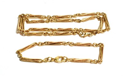 Lot 107 - A 9 carat gold fancy link bracelet, length 19.5cm; together with a matching necklace, length...
