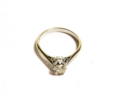 Lot 110 - An 18 carat white gold diamond solitaire ring, the old cut diamond in a claw setting to a...