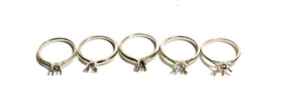 Lot 118 - Five platinum vacant ring mounts, varying designs and sizes (5)