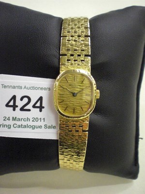 Lot 424 - A Lady's 18ct Gold Wristwatch, signed Patek Philippe, Geneve, Ref: 4106/1, 1969, 20-jewel lever...