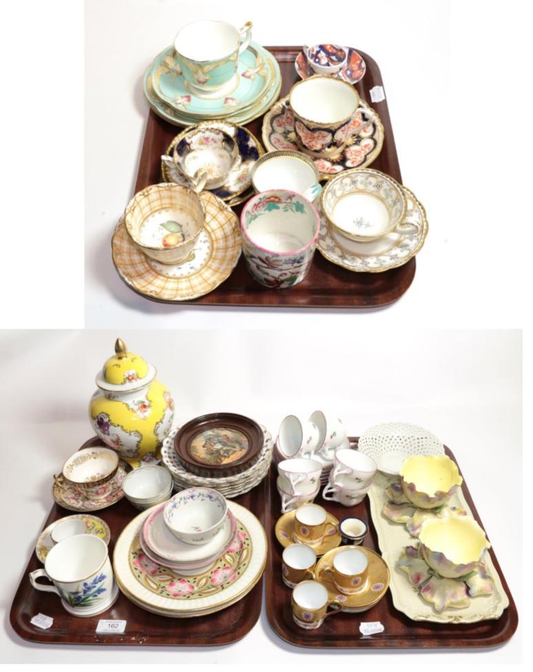 Lot 162 - ^ Three trays of ceramics to include 19th century cabinet cups and saucers, two 18th century...