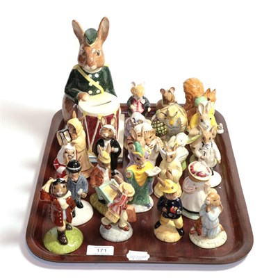 Lot 171 - Tray of assorted Royal Doulton and Royal Albert Bunnykin figures some with boxes