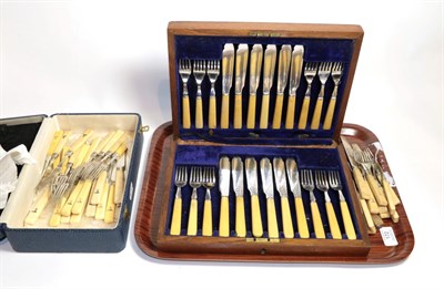 Lot 172 - A set of six George IV silver and ivory fruit eaters, the forks by Joseph Taylor, Birmingham, 1825