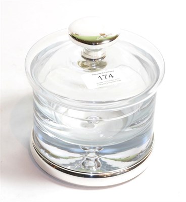 Lot 174 - An Elizabeth II silver-mounted glass jar and cover, by Broadway and Co., Birmingham, 2005, the...