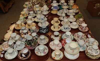 Lot 179 - Six trays of assorted 20th century coffee cans and saucers, including Crown Staffordshire, Paragon