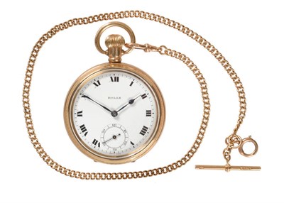 Lot 430 - A Gold Plated Open Faced Keyless Lever Pocket Watch, signed Rolex, circa 1951, nickel finished...