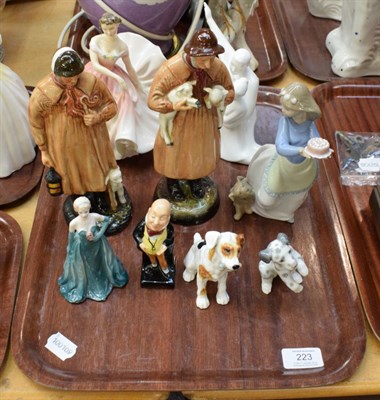 Lot 223 - A Royal Doulton 'Lambing Time' figure, HN1890; mother 'The Shepherd' HN1975; with seven other...